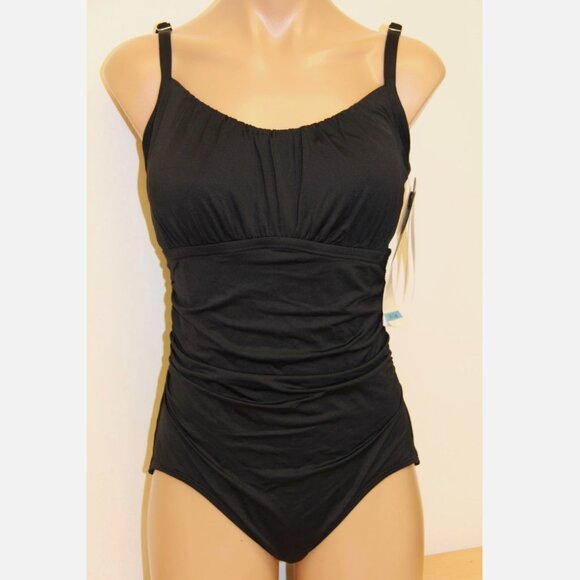 NWT Coco Reef Swimsuit Bikini 1 one piece Sz 36C Black Underwire Peasant - Picture 2 of 6